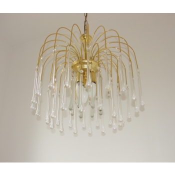 Lampa glamour ze szklanymi i akrylowymi soplami